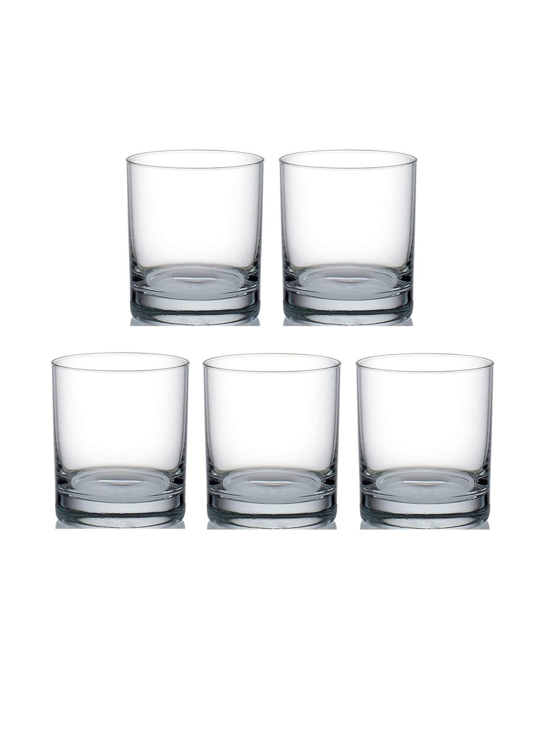 1ST TIME Transparent Set of 5 Dishwasher Safe Whisky Glass 280ml Each