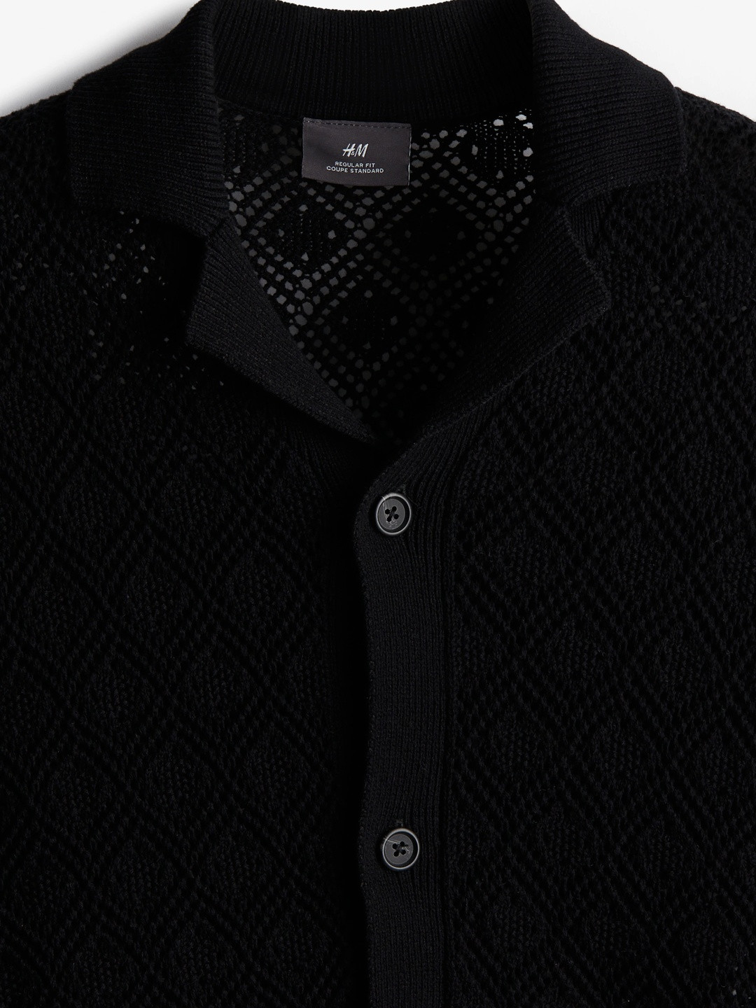H&M Regular Fit Crochet-Look Resort Shirt