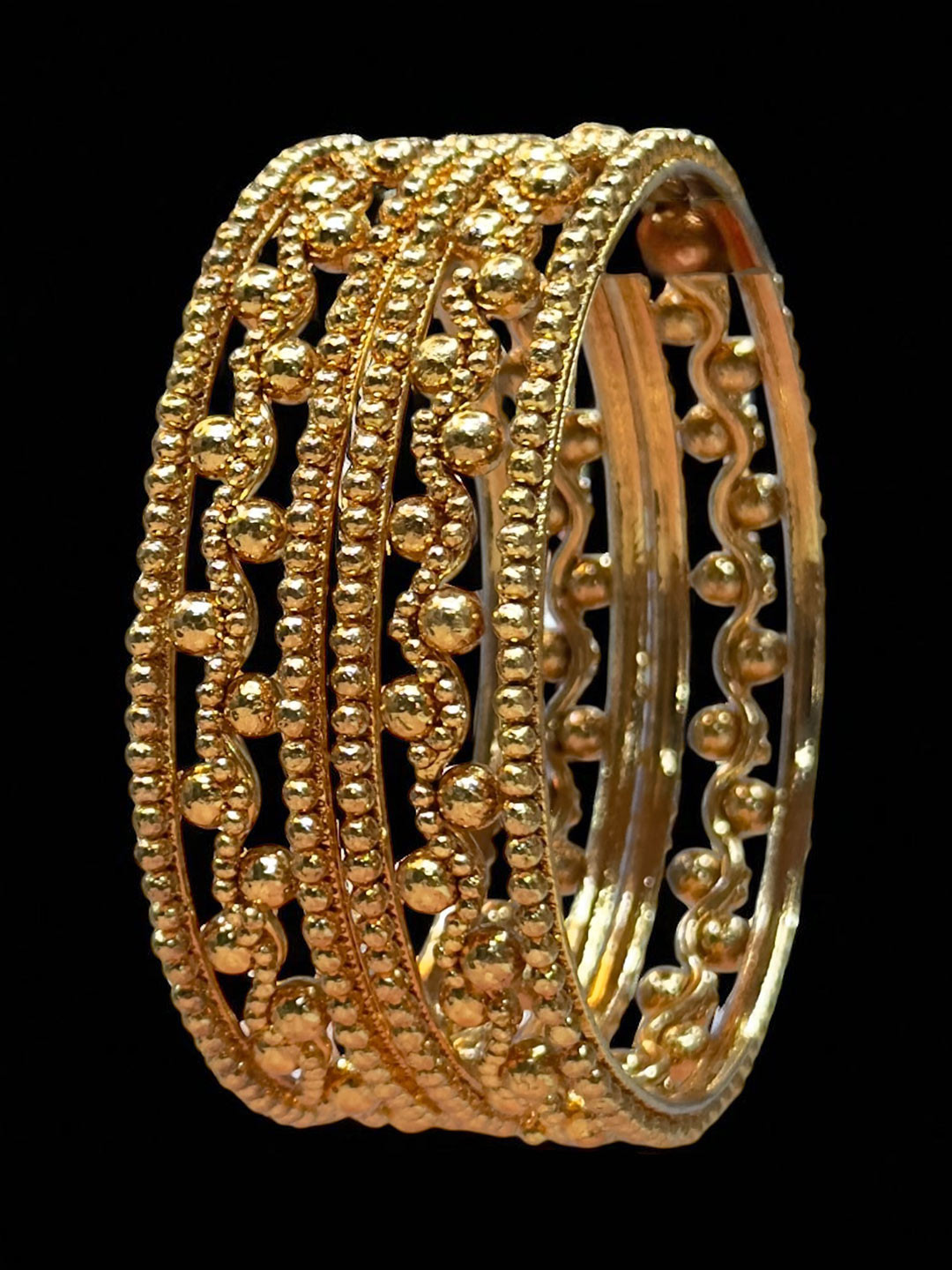 Designer Women Pack of 6 Gold Metal Ethnic Design Bangles Set
