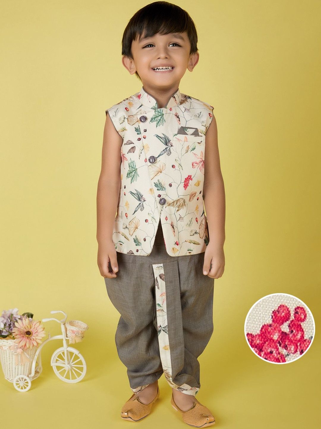 Sangria Boys Cotton Sleeveless printed Kurta And Dhoti Pants
