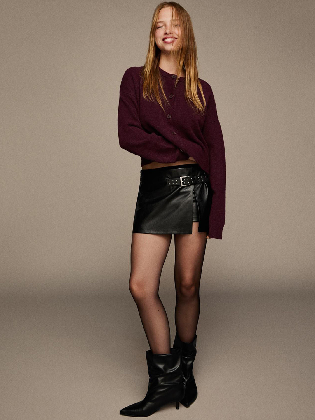 Bershka Women Self Design Soft Touch Buttoned Cardigan Sweater