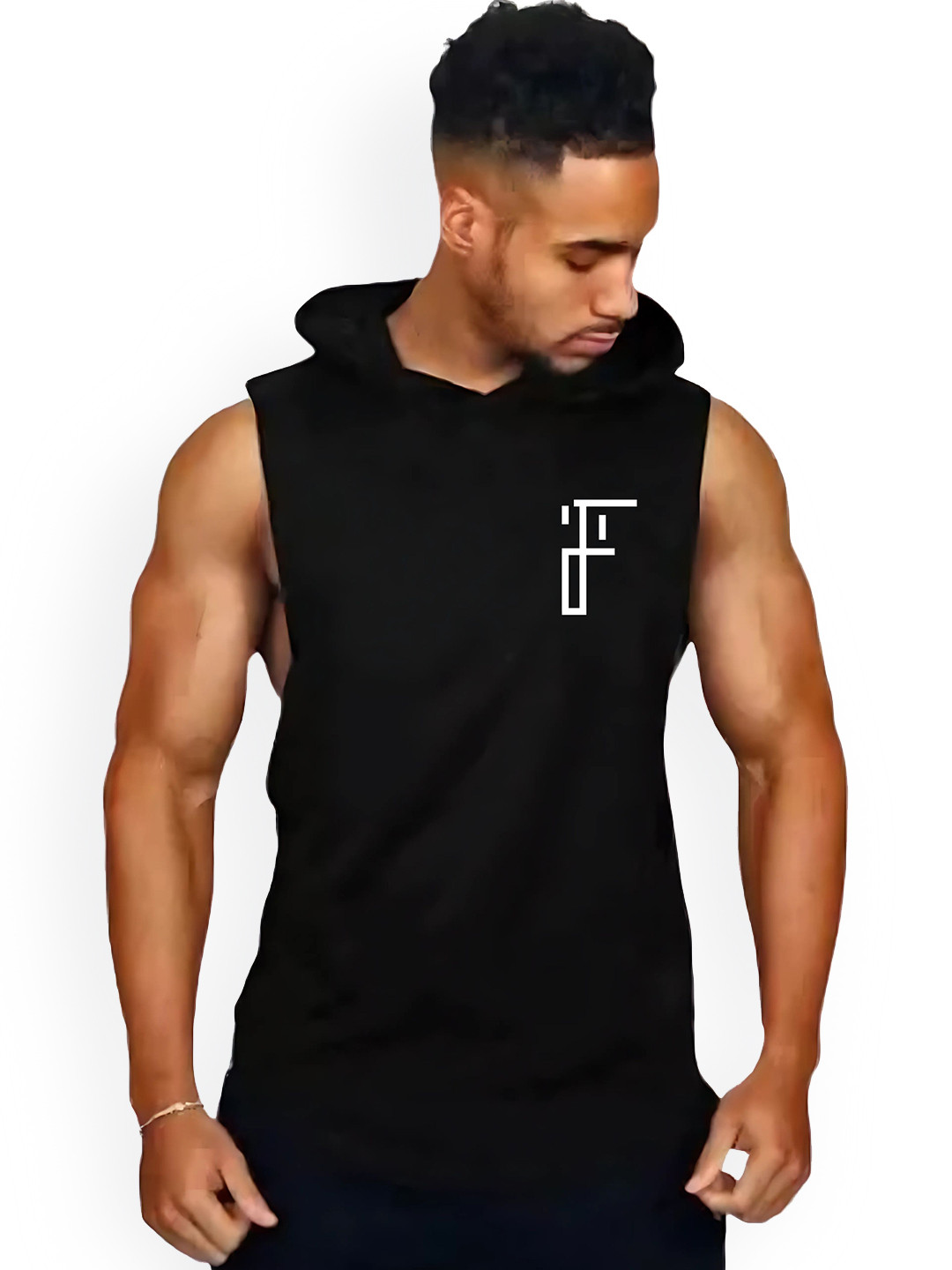 Fashnobic Men rinted Hooded Neck Gym Vest