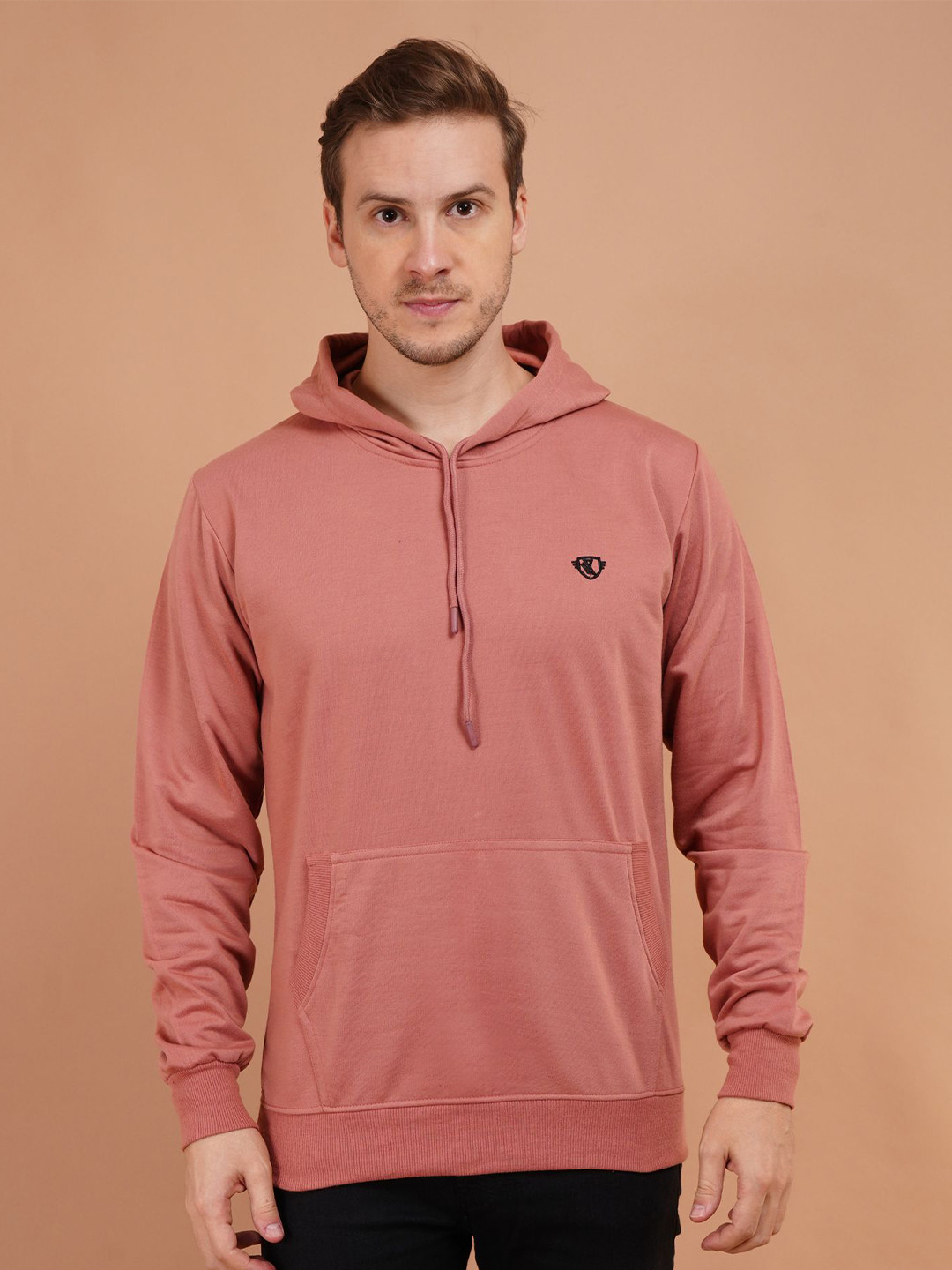 AAITHAN Men Embroidered Brand Logo Full Sleeve Hooded Sweatshirt