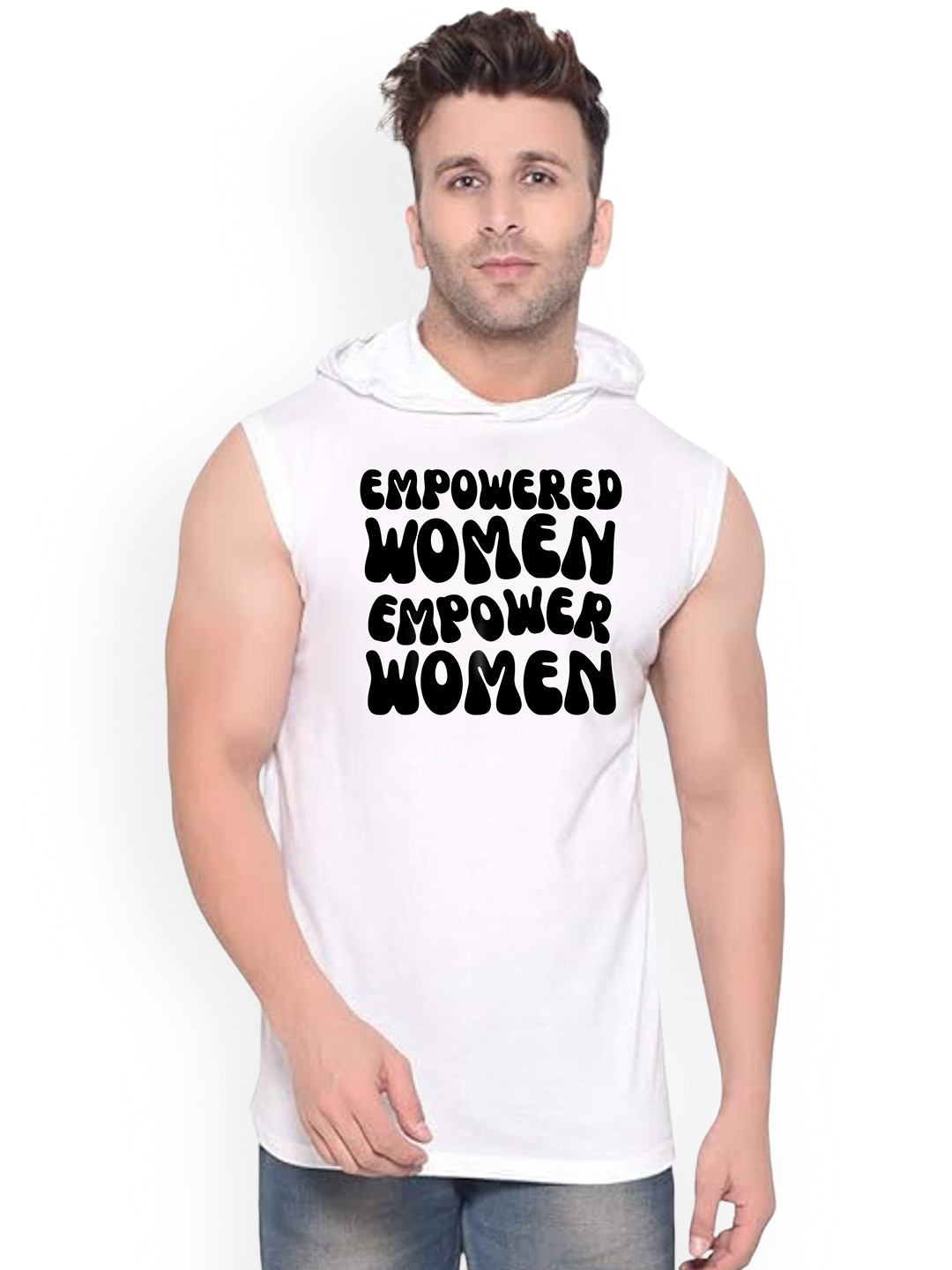 Fashnobic Men Empowered Printed Hooded-Neck Gym Vests