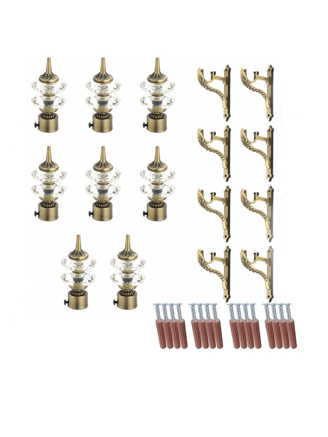 GLOXY ENTERPRISE Pack of 4 Pair Aluminium Double Diamond Curtain Brackets Holders