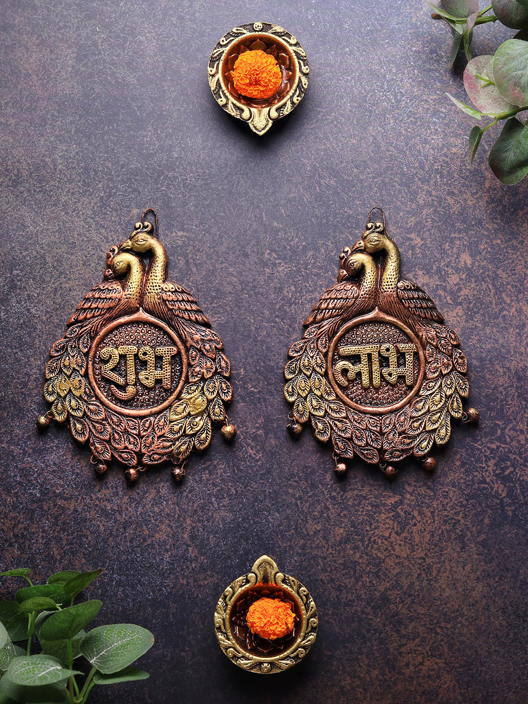 The handicraftian Fabric Natural Elements Glossy Hall 2Pcs Spiritual Wall Decor-8In