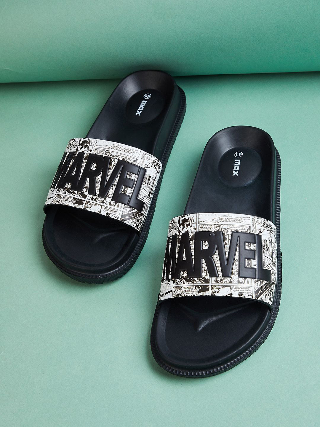 max Men Marvel Printed Sliders Flip Flops