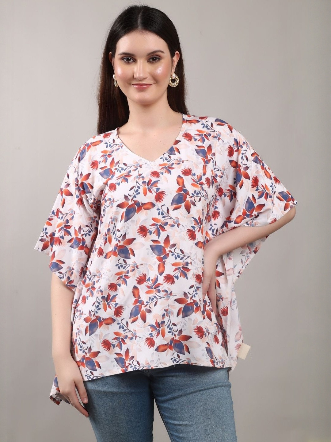 THE MAJESTIC PEACOCK Women Floral Printed Tropical Bamboo Kaftan Top