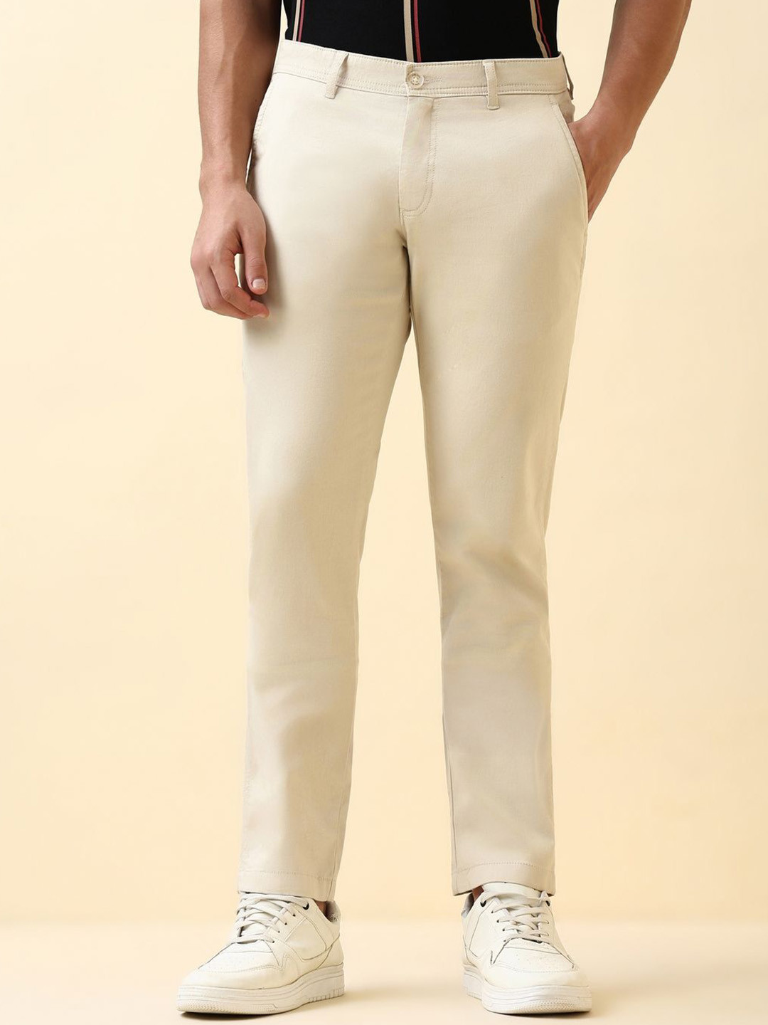 Allen Solly Men Solid Mid-Rise Slim Fit Trousers