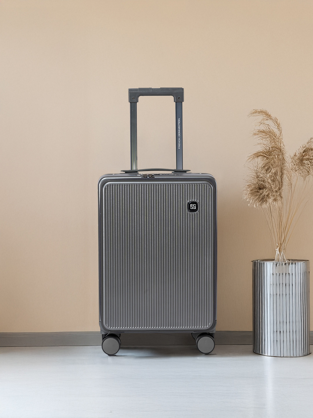 French Connection Textured Hard Cabin Trolley Suitcase- 44L