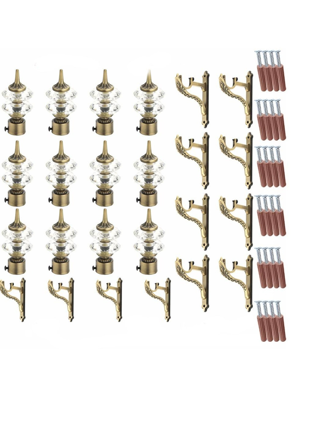 GLOXY ENTERPRISE Pack of 12 Aluminum Double Diamond Curtain Brackets Rod Holders