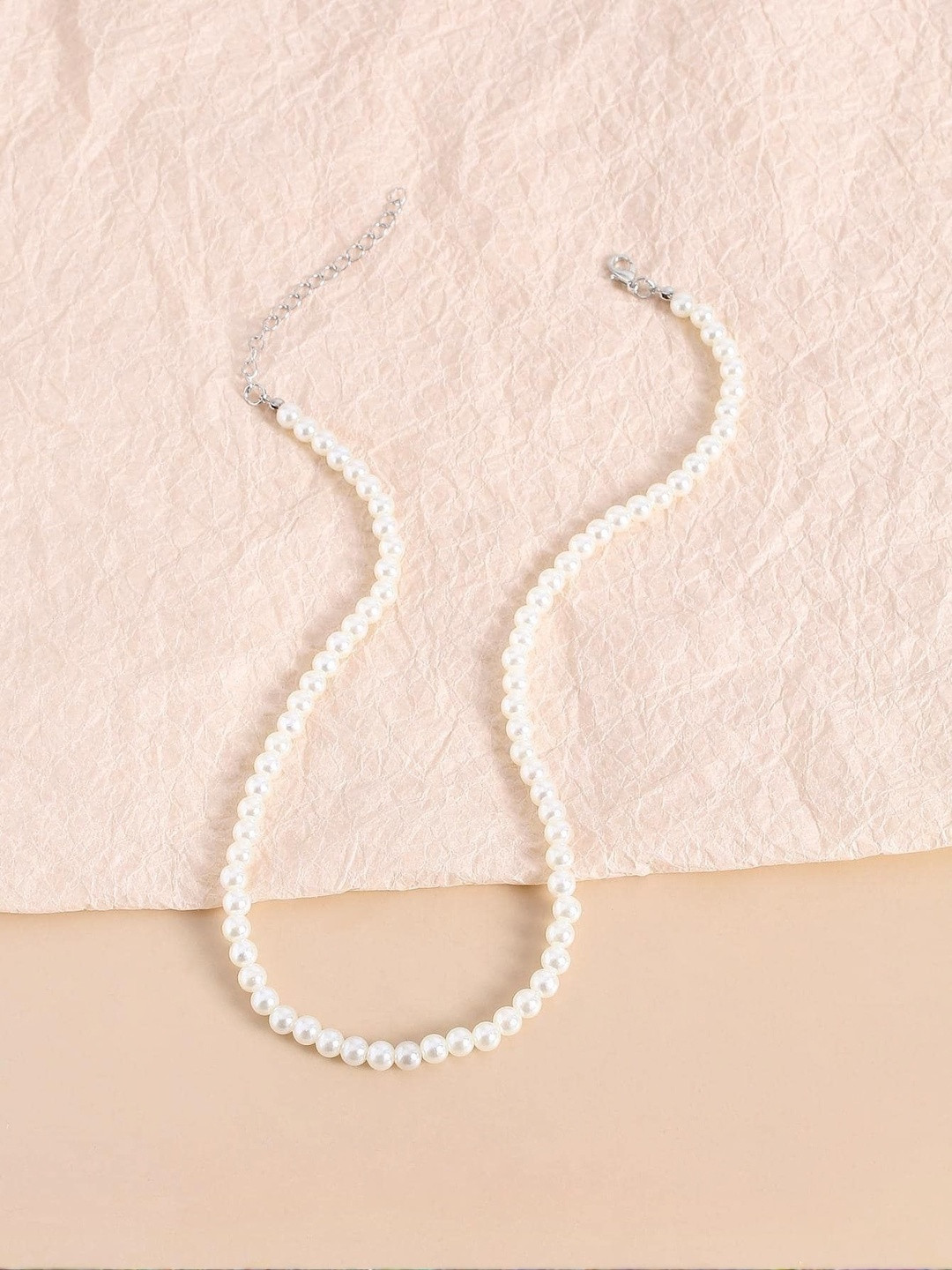 Its 4 You Silver-Plated  Alloy Pearls Minimal Necklace