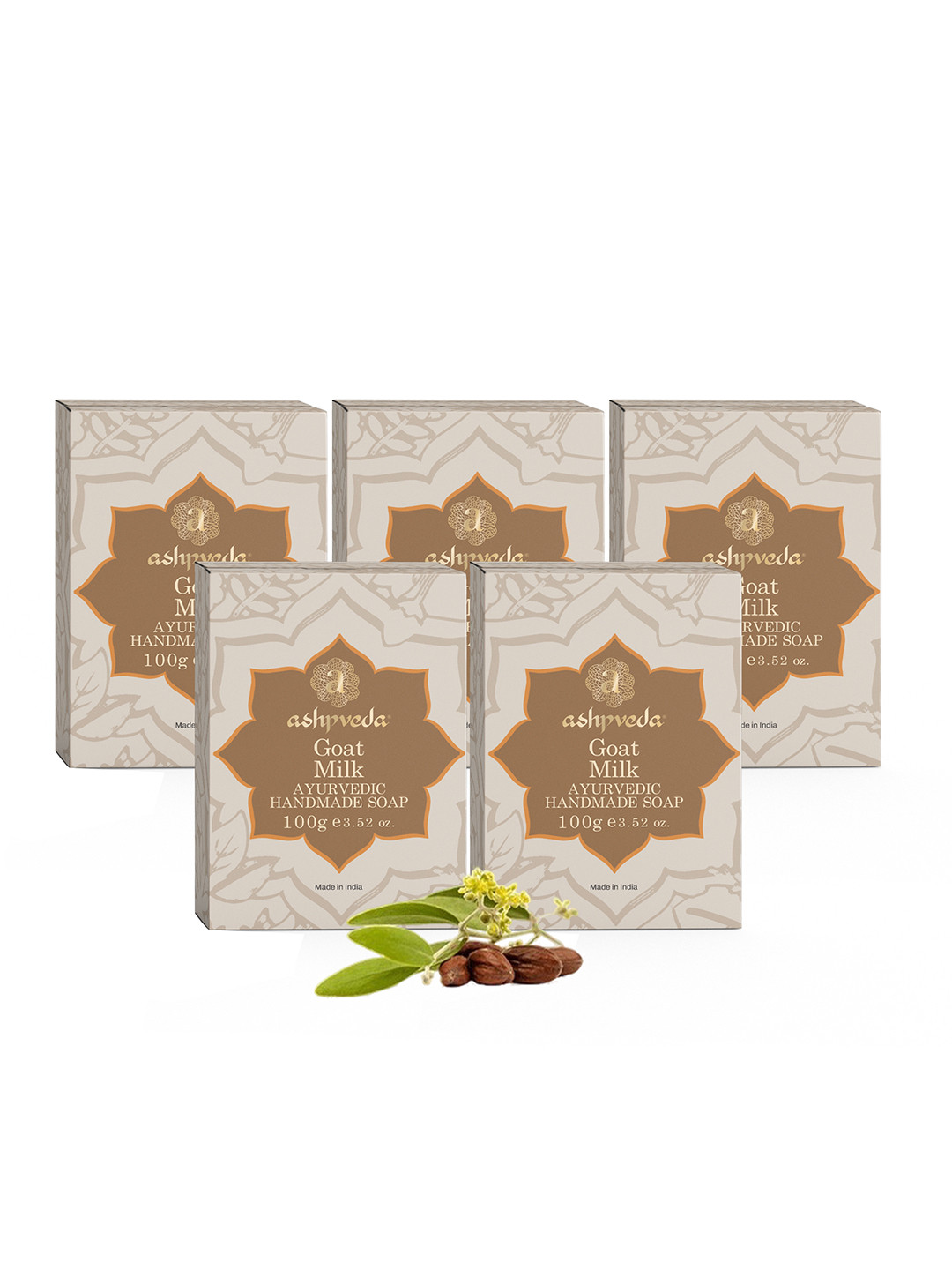 ASHPVEDA Set Of 5 Goat Milk Soap For Hydration - 100 g Each