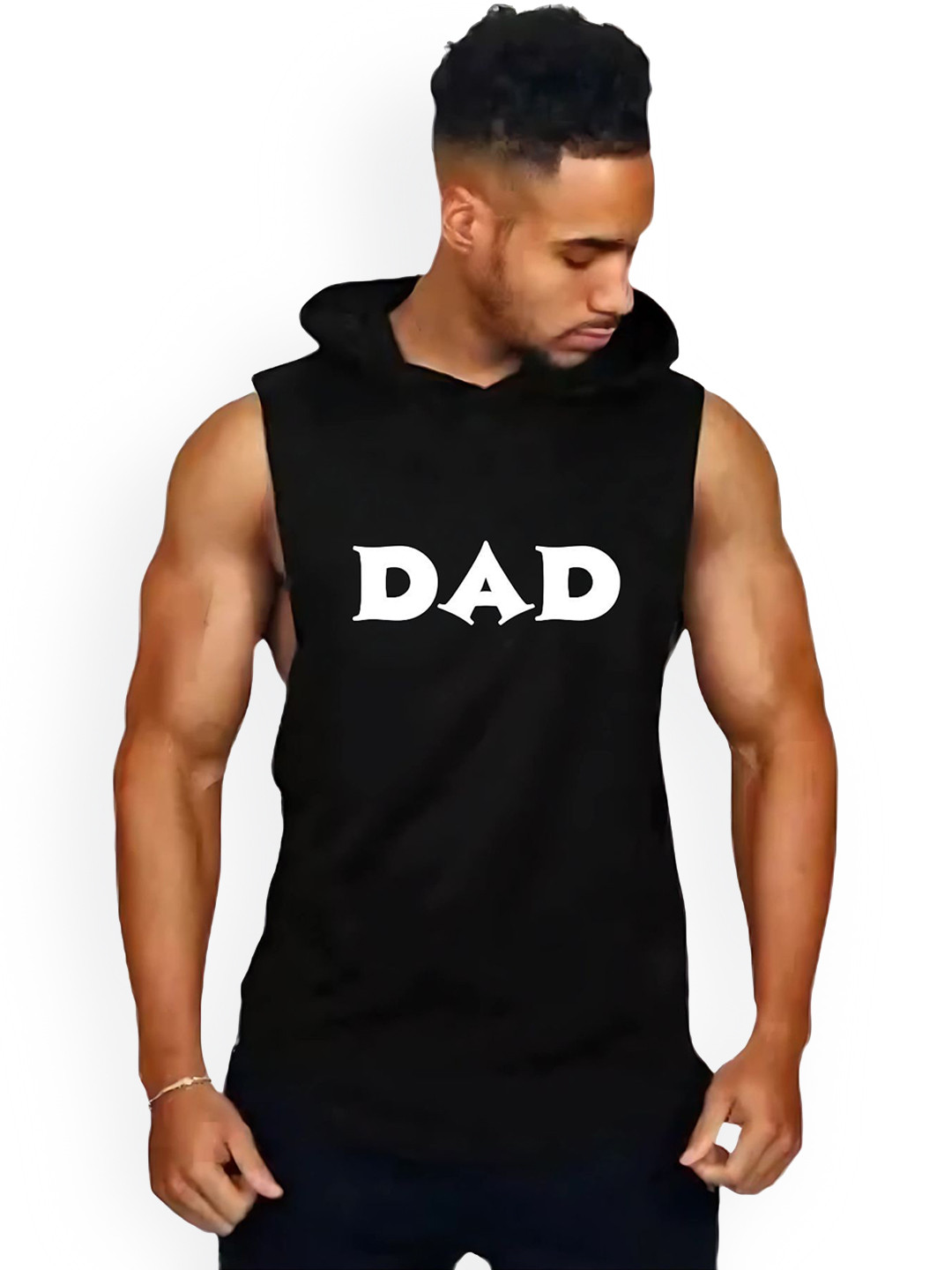Fashnobic Men Trendy Dad Printed Hooded Neck Gym Vest