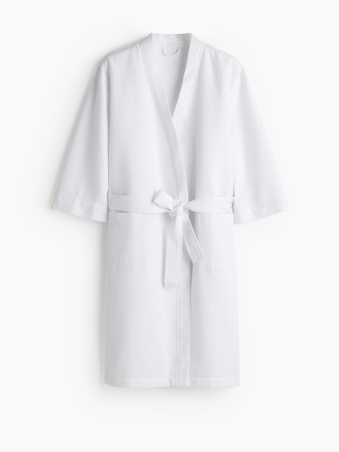 H&M Women White Waffled Dressing Gown