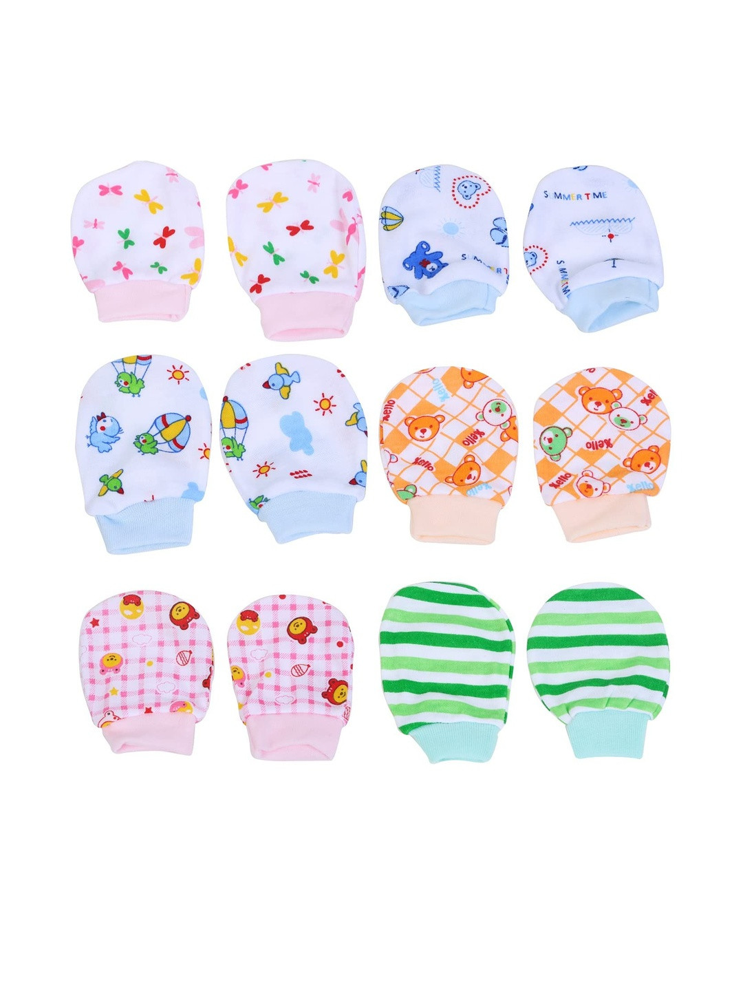Mom's Darling Newborn Baby Pack Of 6 Cotton Mittens Gloves