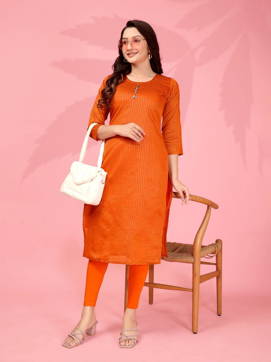 Shriyangan Women Striped Pure Kanchi Cotton Straight Kurta