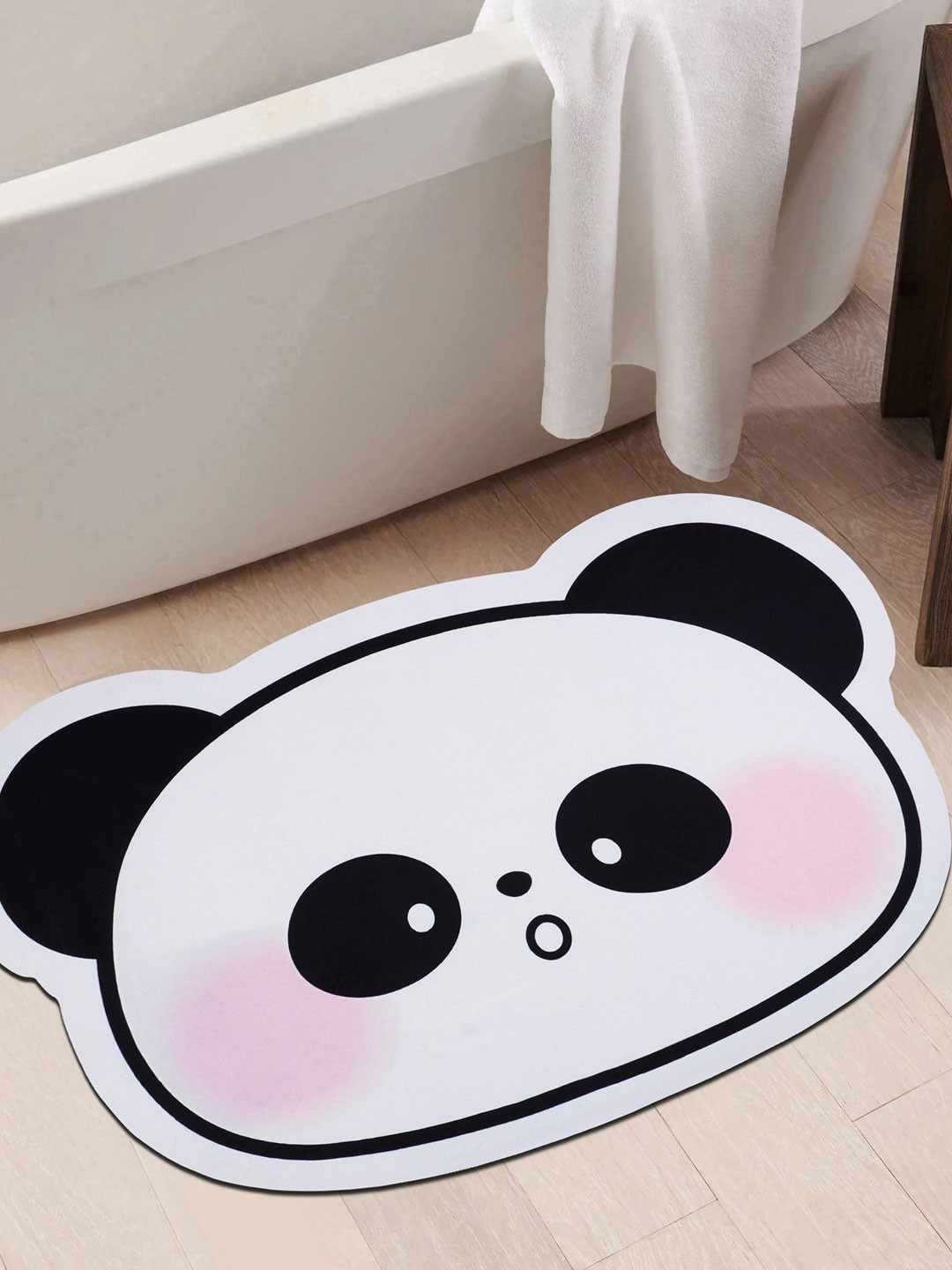 Story@home Kids White Panda-Printed Super Absorbent Quick -Drying Anti-Skid Bath Mat