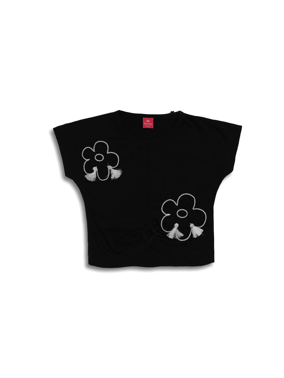 Sportking Girls Embroidered Extended Sleeves Cotton Crop Top