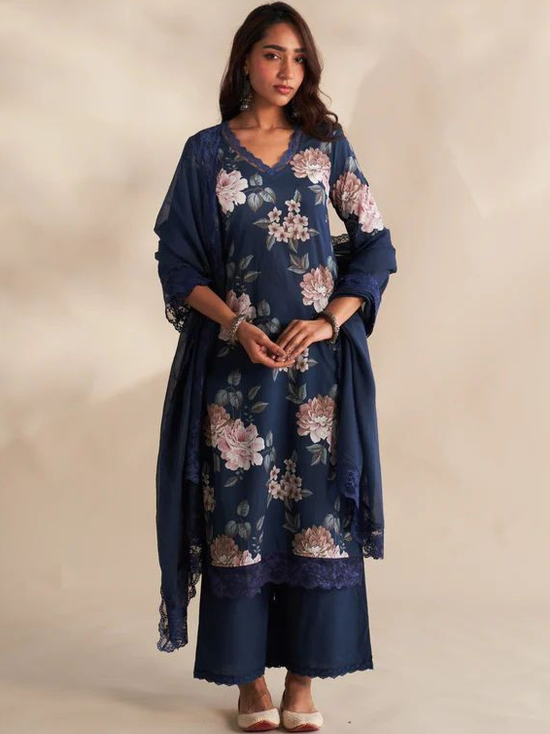 ROZE Women Blue Cotton Dupatta