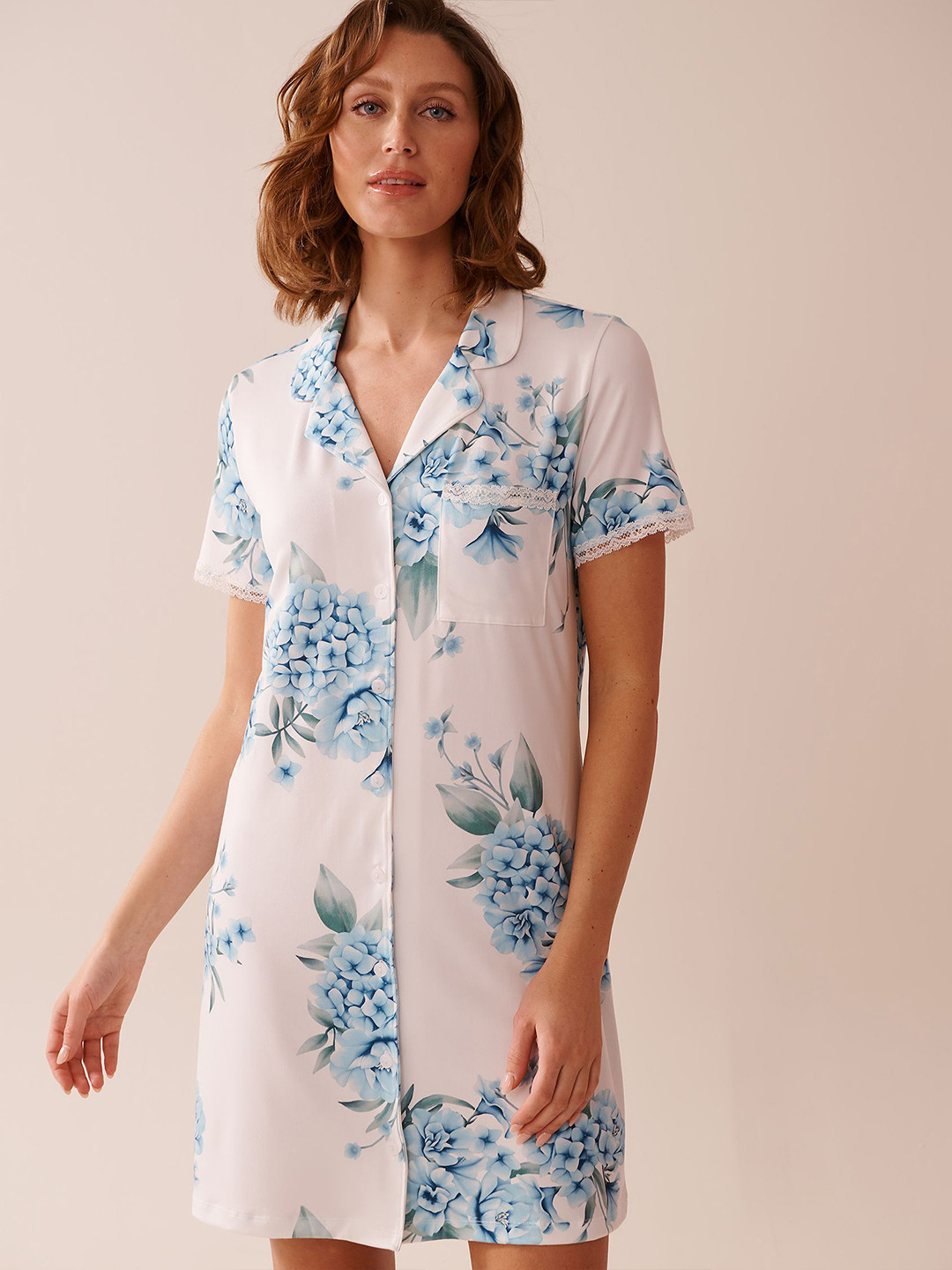 La Vie en Rose Printed Button-down Sleepshirt