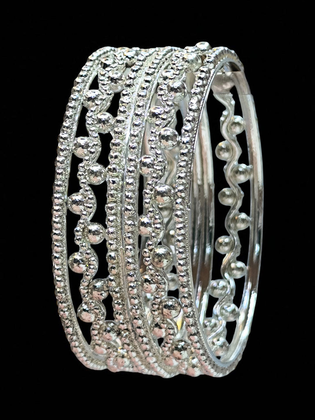 Designer Women Silver Oxidised Metal Ethnic Design Bangles Set