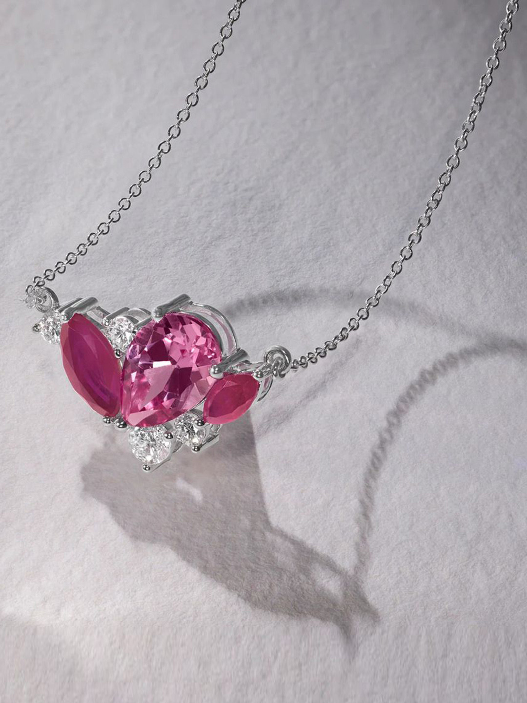 BAYAN JEWELRY 925 Sterling Silver 0.60 CT Sapphire & Lab Grown Diamond Pendent