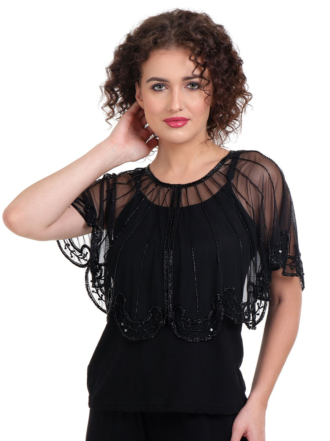 JEDCO Women Embroidered Crop Ethnic Shrug