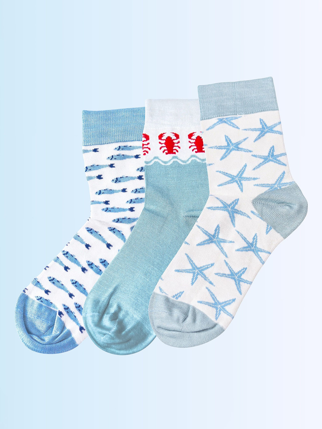 Soxytoes Unisex Pack of 3 Scent-O-Summer Blues Crew Casual Bamboo Socks