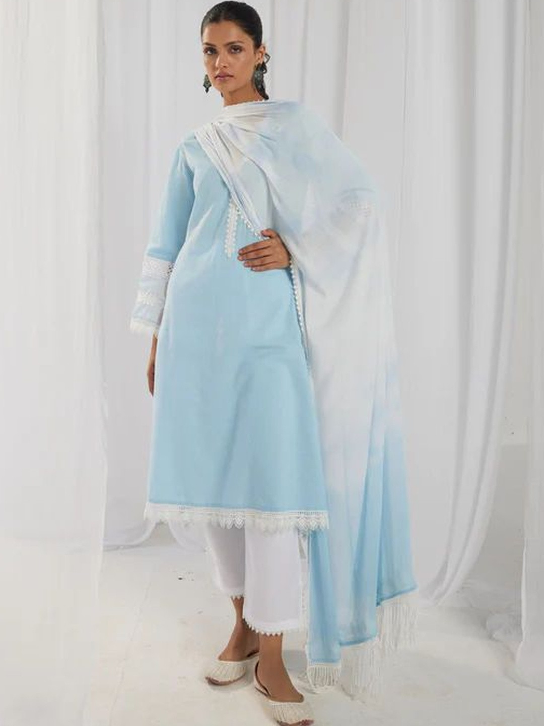 ROZE Women Blue Chiffon Dupatta