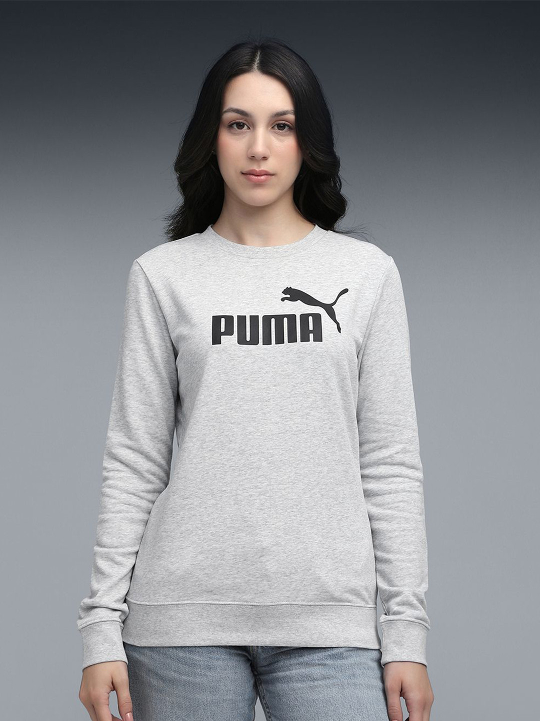 Puma Women Cotton Brand Logo Long Sleeves Sweatshirt