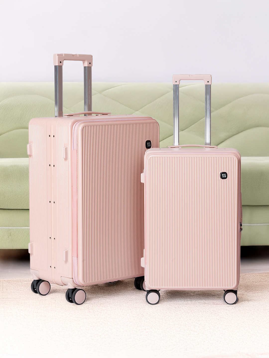 French Connection Set Of 2 Textured Hard Trolley Suitcases- 120L