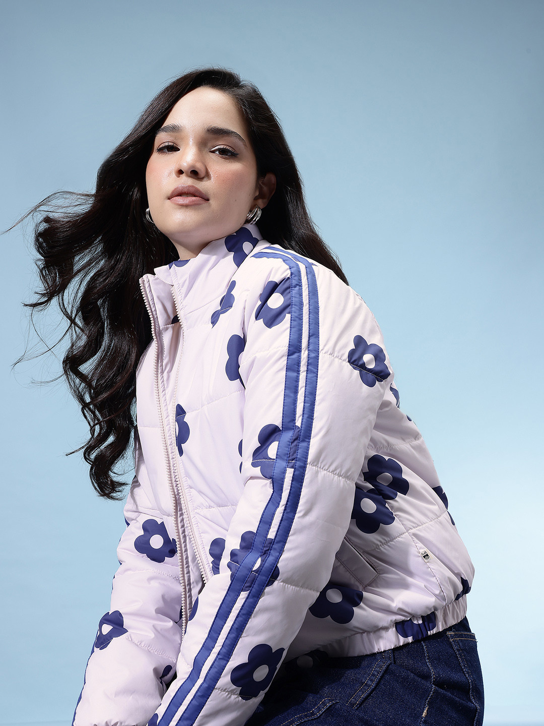 glitchez Floral Print Puffer Jacket