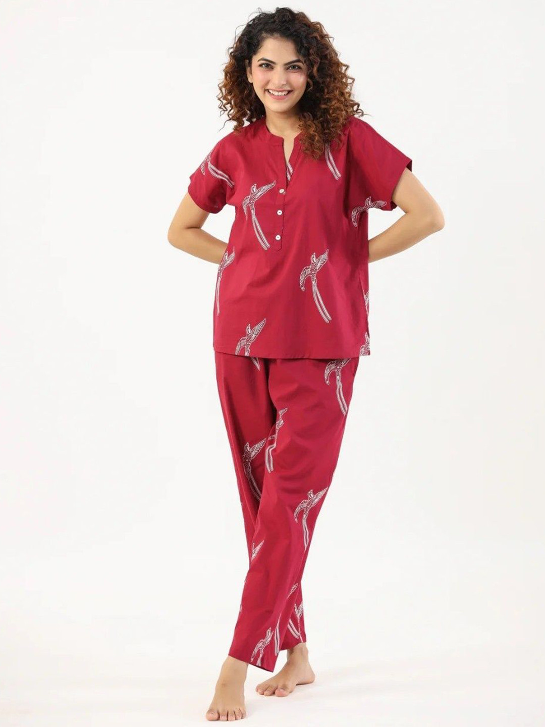 FASHION SWAG Women Graphic Printed Pure Cotton Night suit