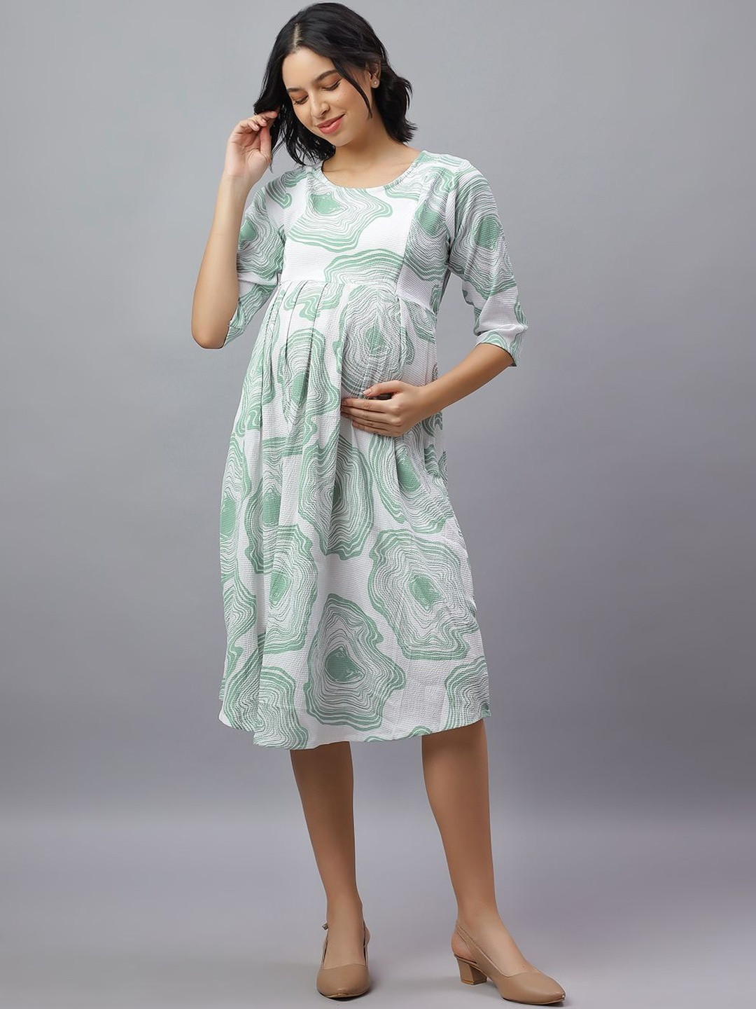Mammas Maternity Print Maternity A-Line Midi Dress