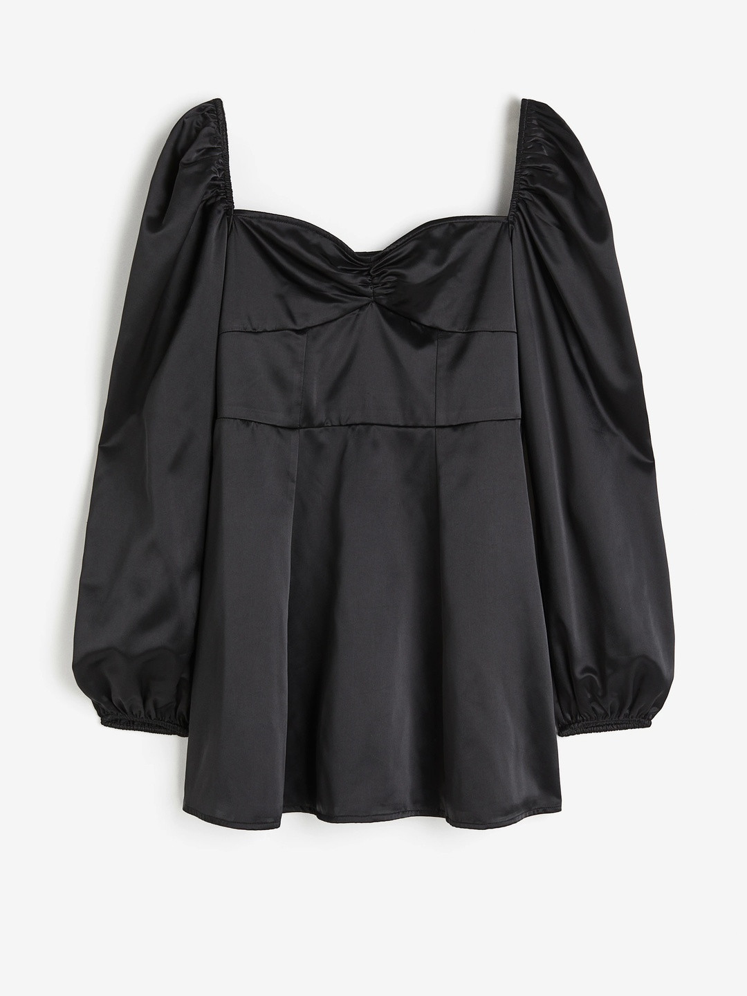 H&M Balloon-Sleeved Satin Dress