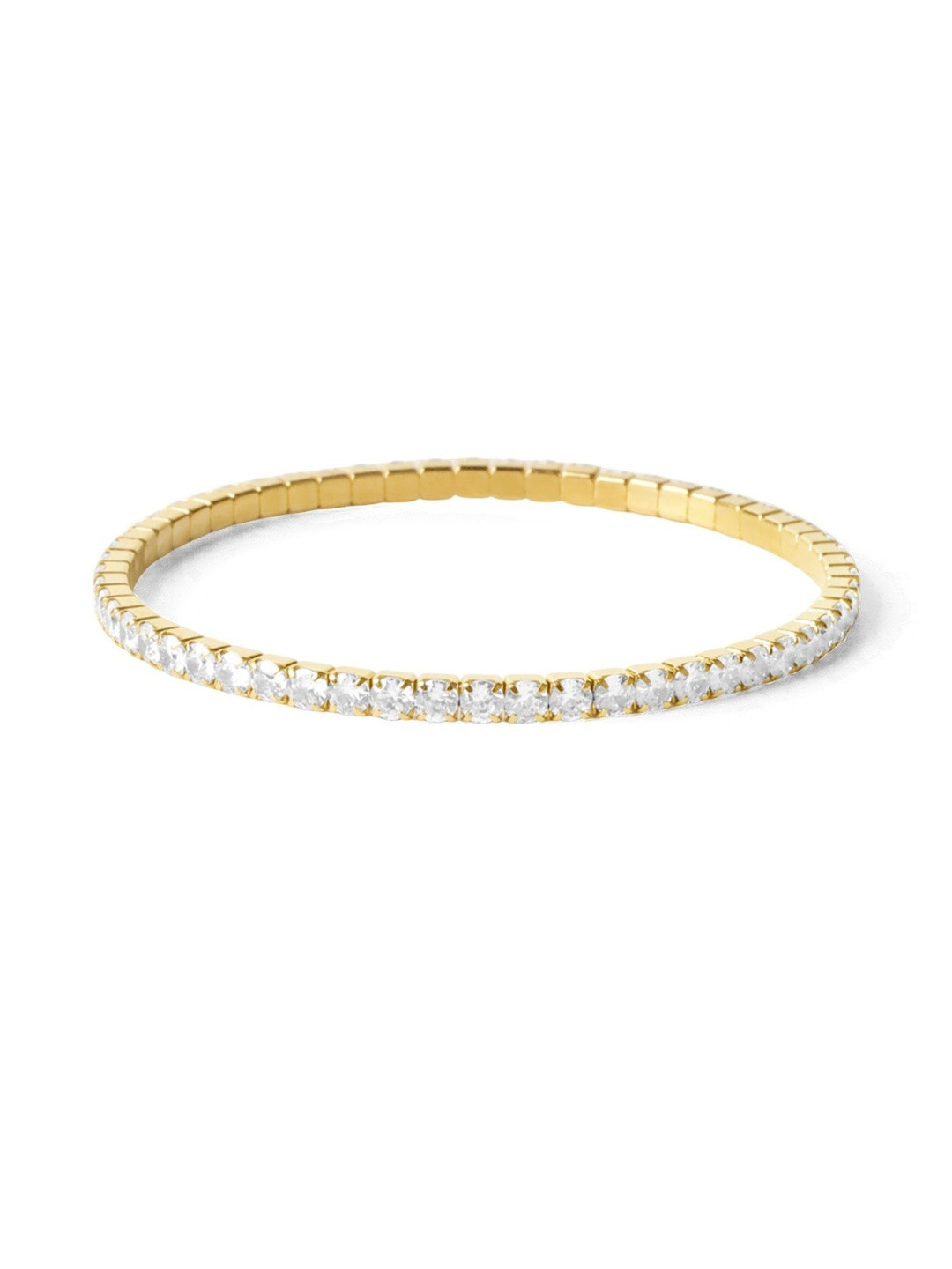 Elinor Jewels Women 18K Gold-Plated Cubic Zirconia Studded Flexi Tennis Bracelet