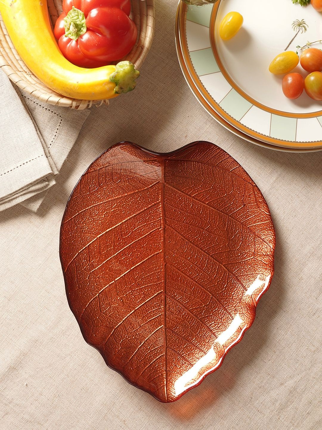 Pure Home and Living Red Leaf Shaped Decorative Platter