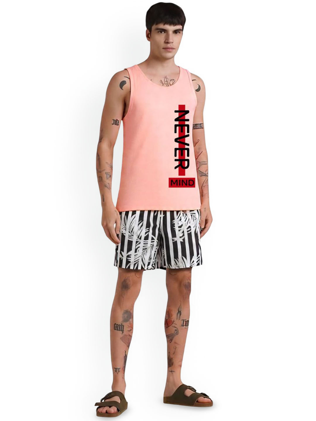 Parona Printed Gym VestM--Vest-7-Peach-S