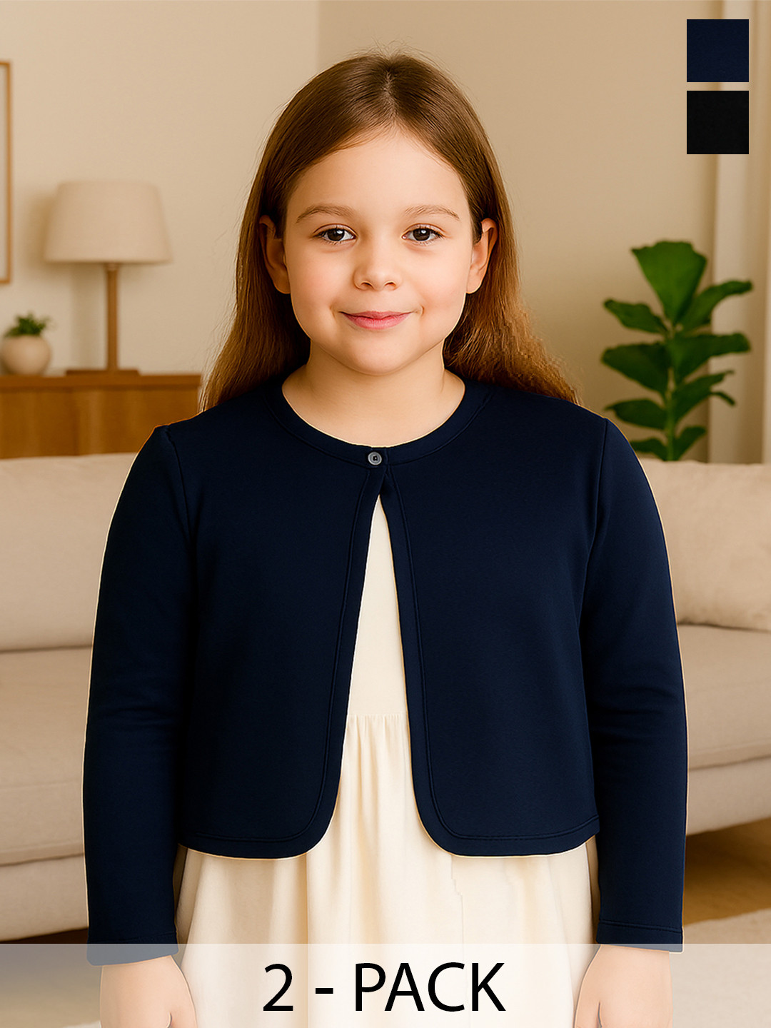 Kryptic Girls Pack Of 2 Cotton Buttoned Shrugs