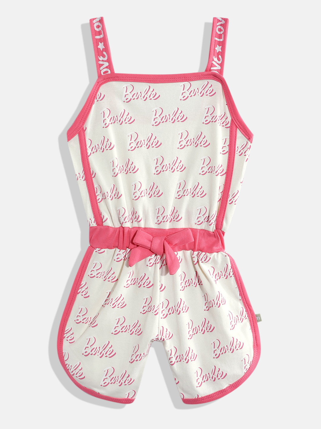 Moms Love Infant Girls Barbie Printed Pure Cotton Basic Jumpsuit