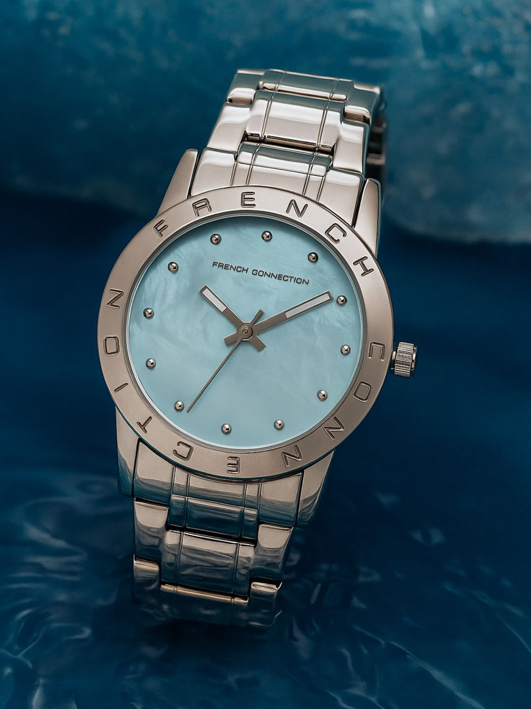 French Connection Women Stainless Steel Embellished Straps Analogue Watch FCU8SM
