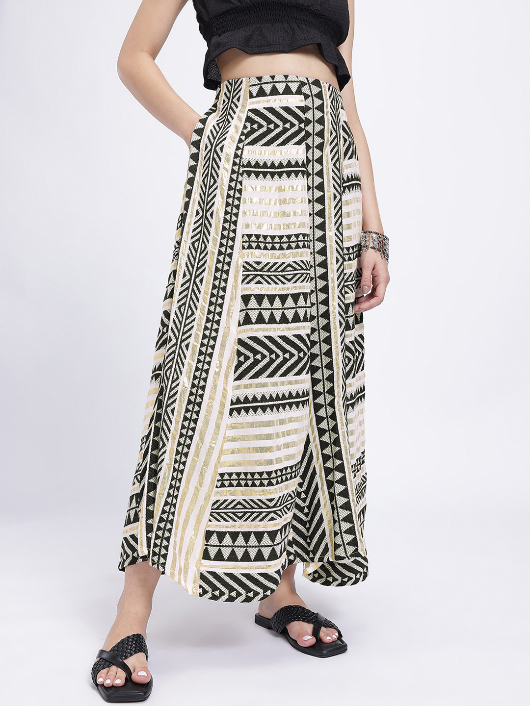 Fusion by Glitchez Woven Geometric Maxi Skirt