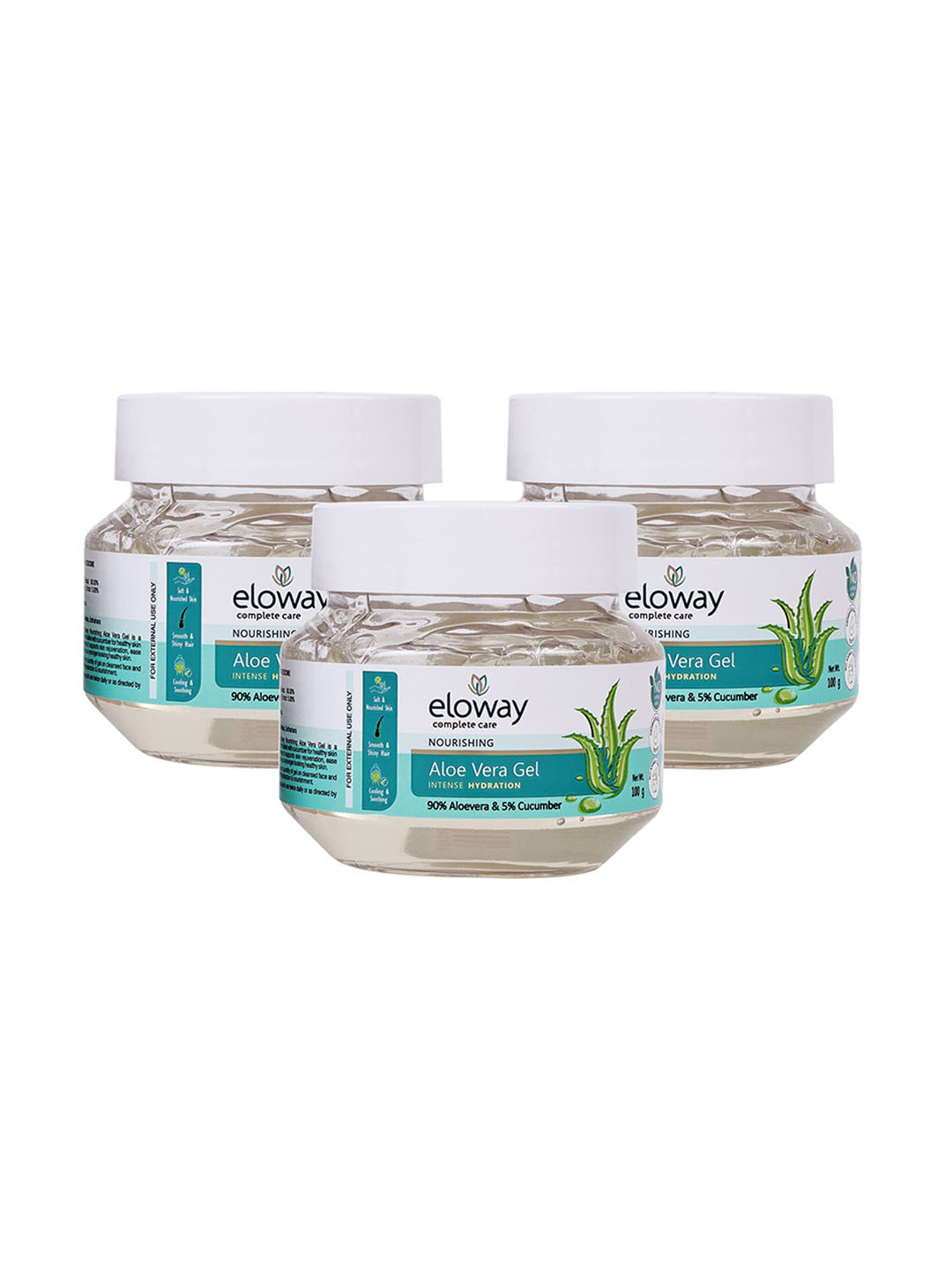 ELOWAY Set Of 3 Aloe Vera Gel- 100 g Each
