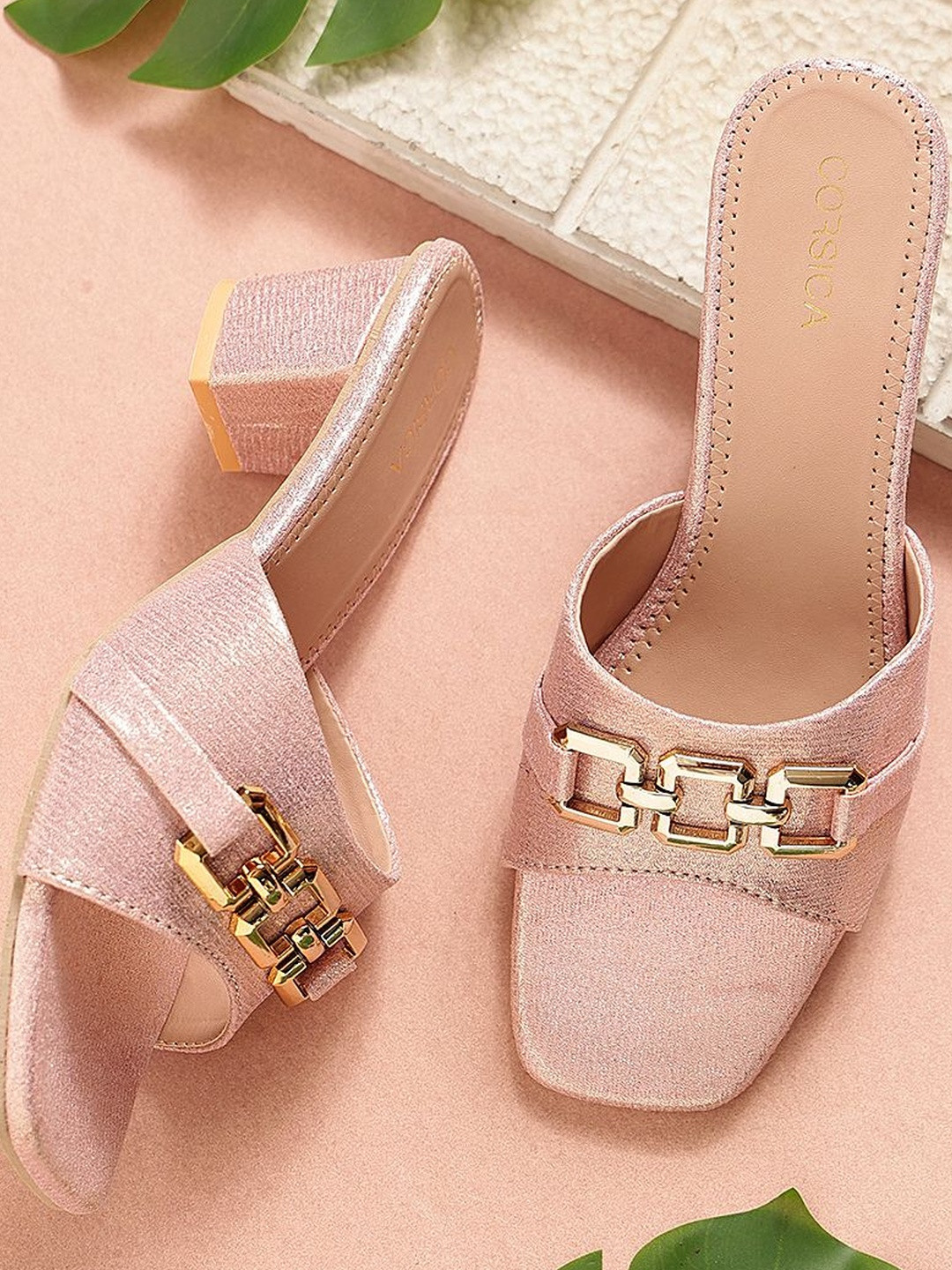 CORSICA Rosegold Party Block Heels