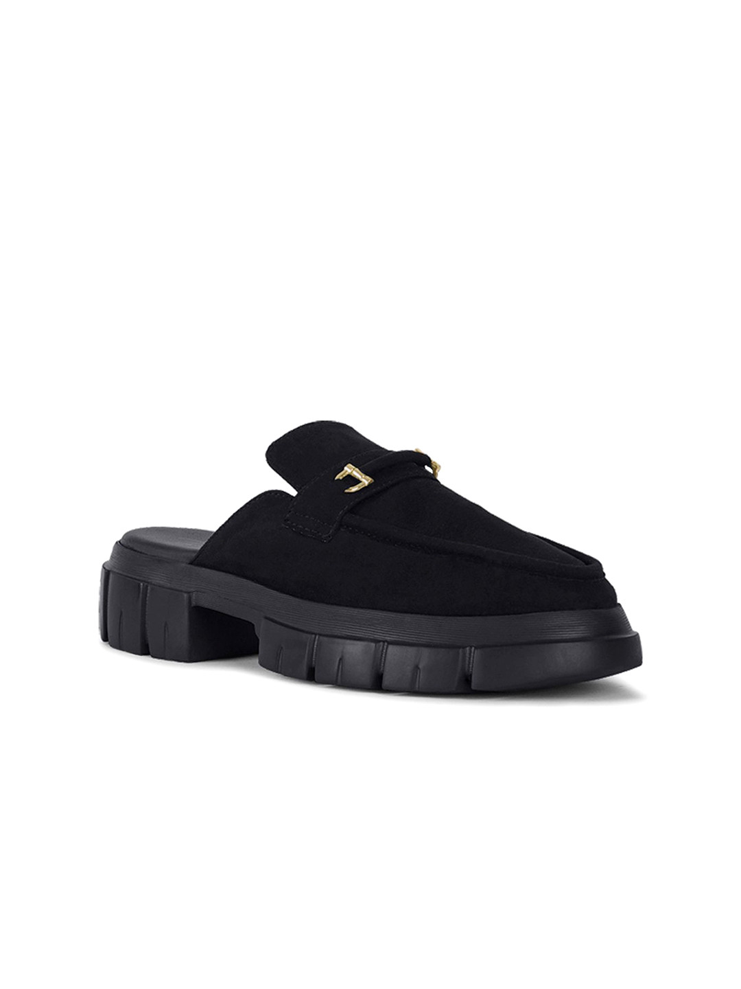 London Rag Women Penny Strap Block Mules with Buckle