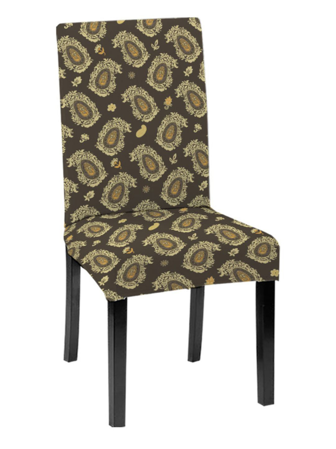 Lazi Brown & Beige Printed Stretchable Chair Cover