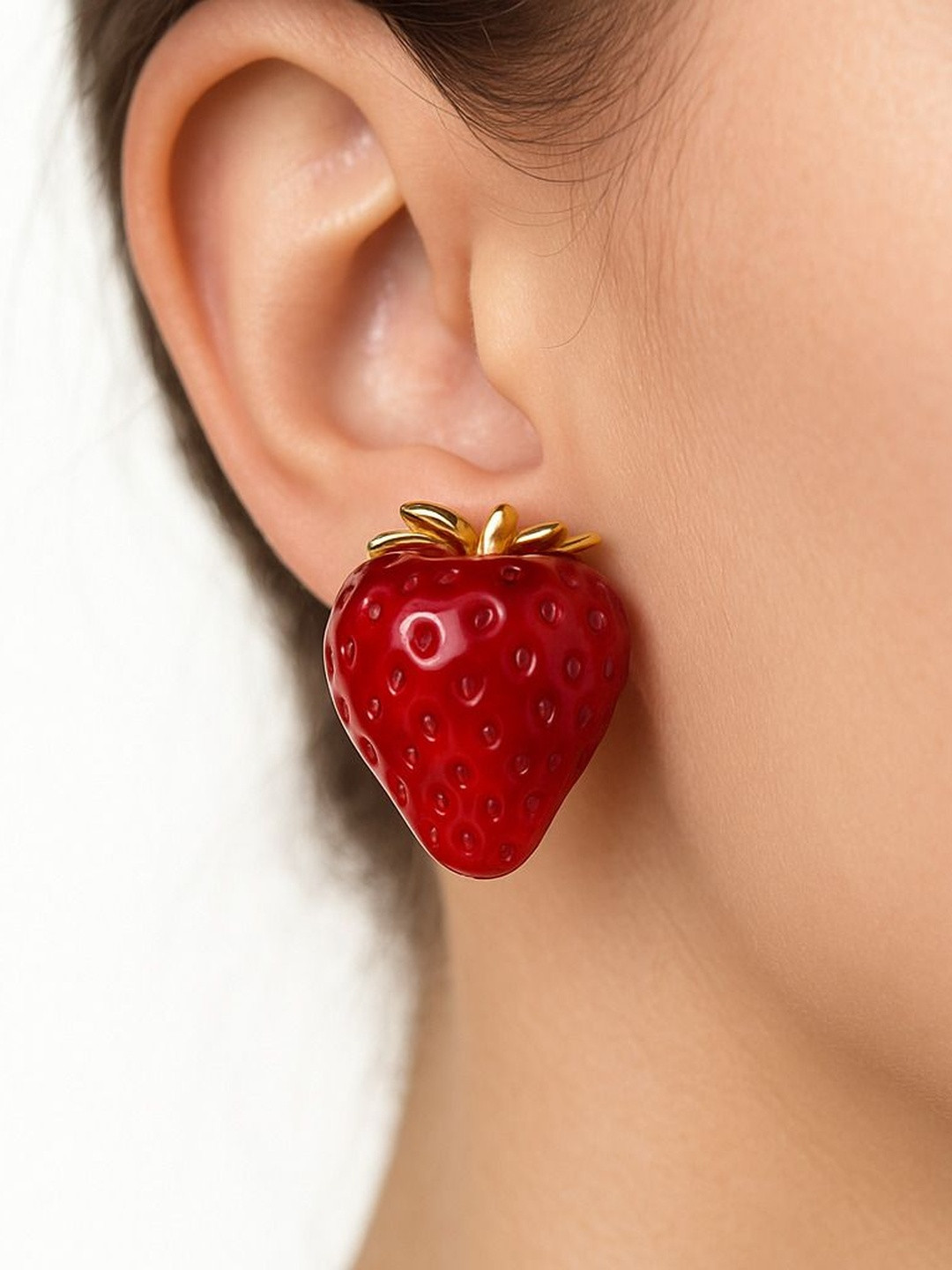 Nui Stainless Steel Gold-Plated Strawberry Shaped Studs