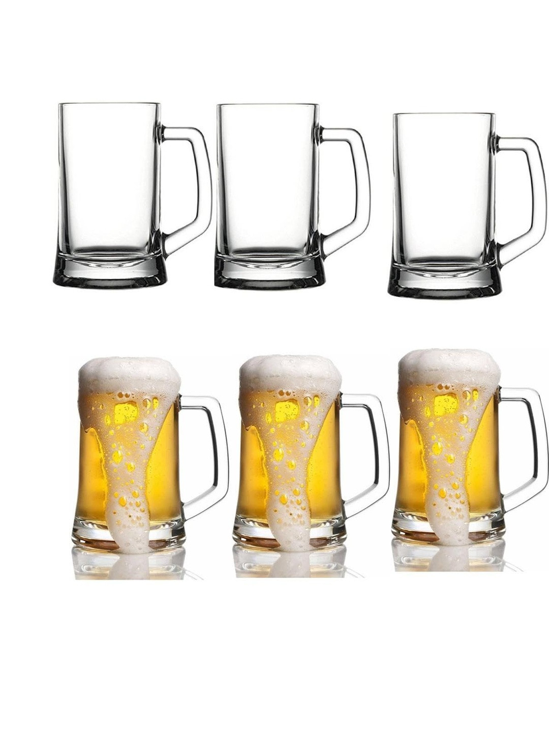 1ST TIME Transparent 6 Pieces Dishwasher Safe Beer Bar Glass - 400 ml