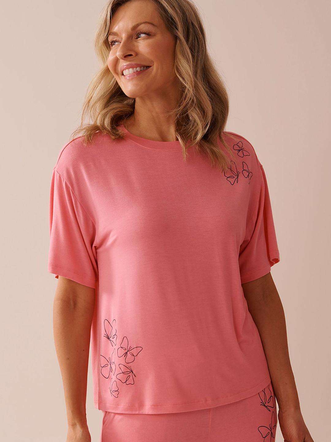 La Vie en Rose Women Regular Fit Printed Cotton T-Shirt